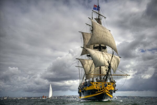 Beautiful sailboat in the Black Sea