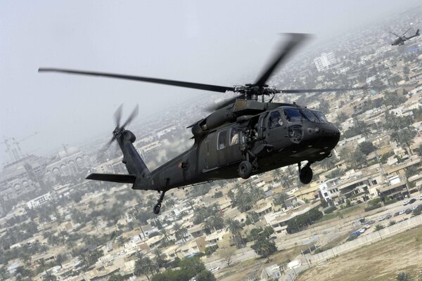 The helicopter of the US Armed Forces uh-60 in the sky