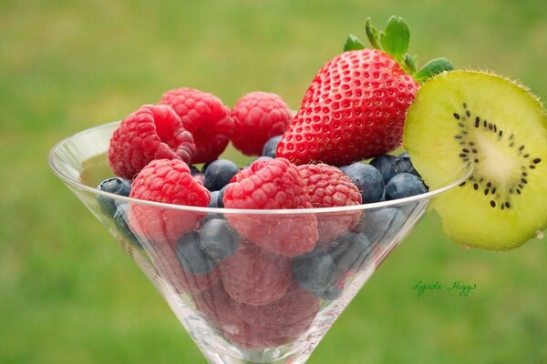 Seasonal summer berries in a glass