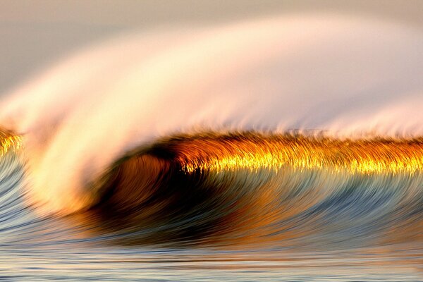 Starke Welle bei Sonnenuntergang