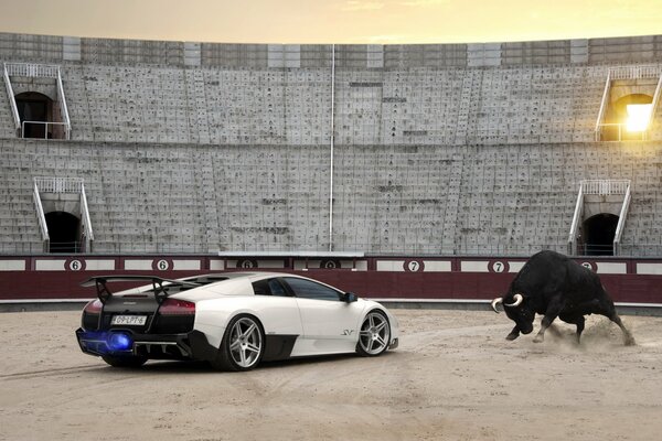 Lamborghini murcielago lp670-4 sv in Kolesee mit Stier