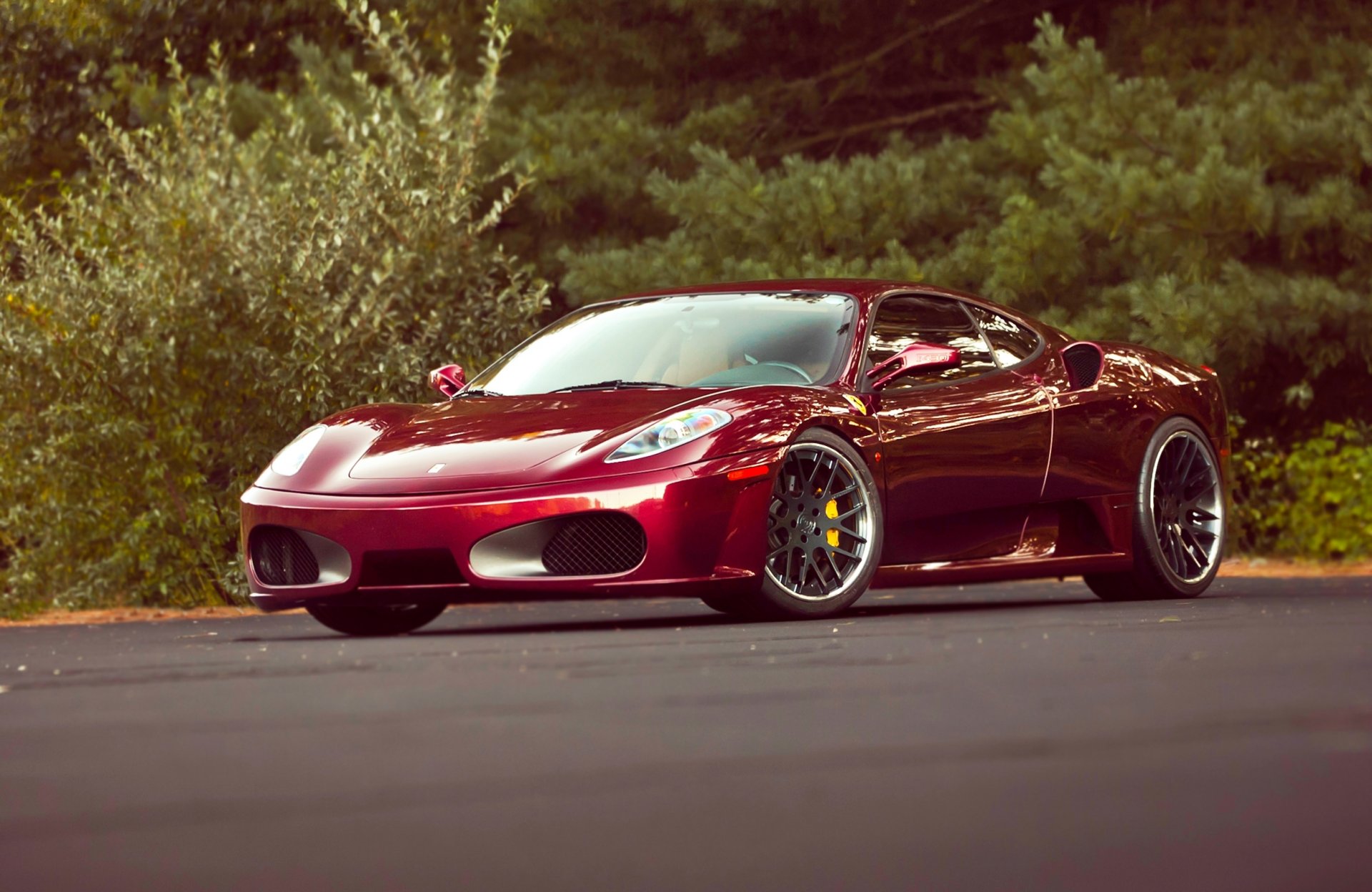 ferrari f430 авто машины тюнинг деревья лес