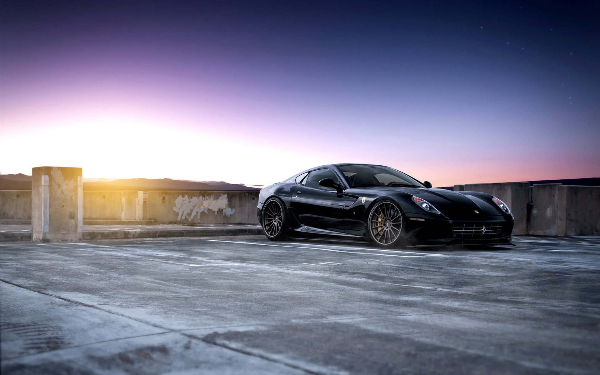 ferrari 599 gtb fiorano ferrari voiture de sport parking noir