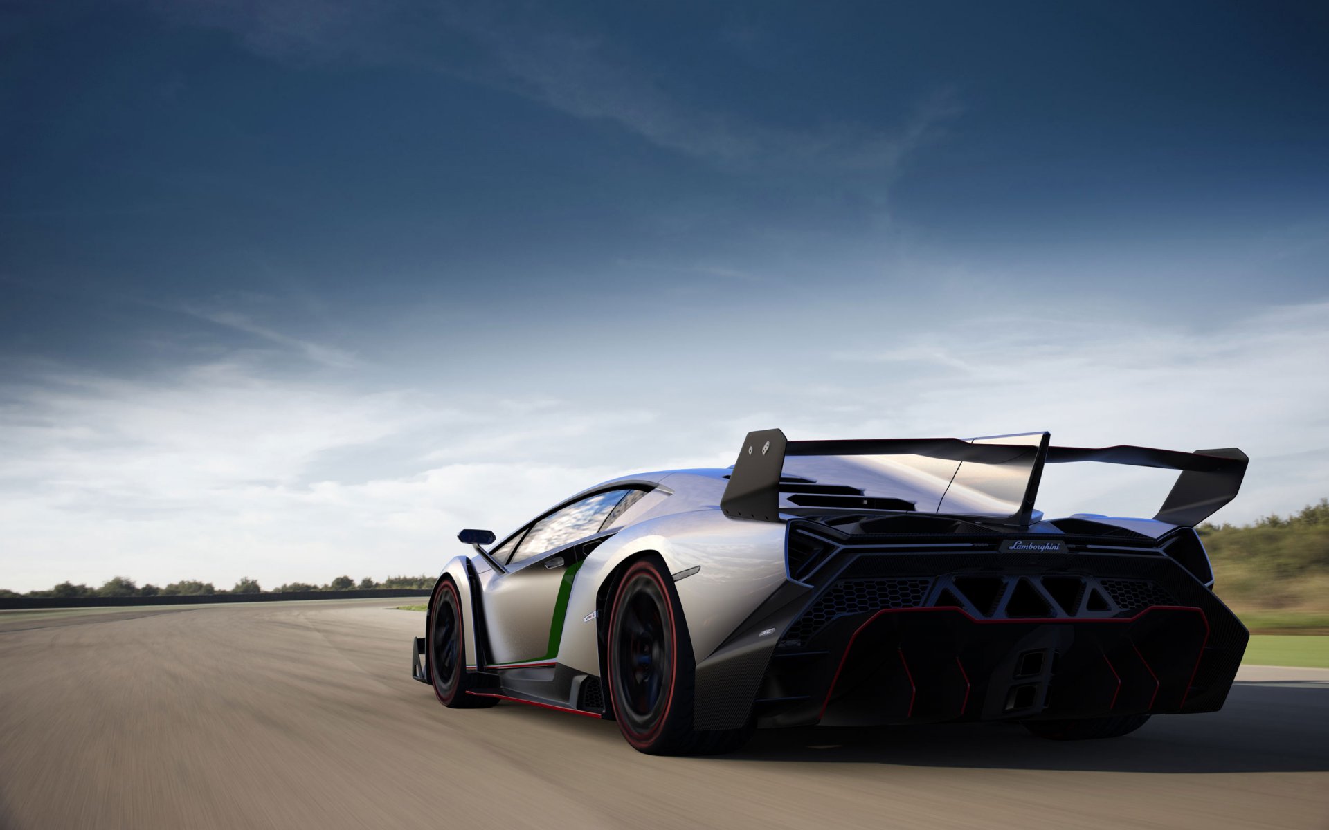 lamborghini veneno авто едет спойлер дорога спорткар