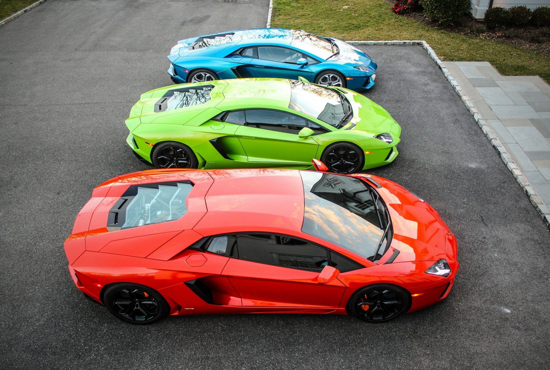 lamborghini aventador lp700-4 mixed three red green blue