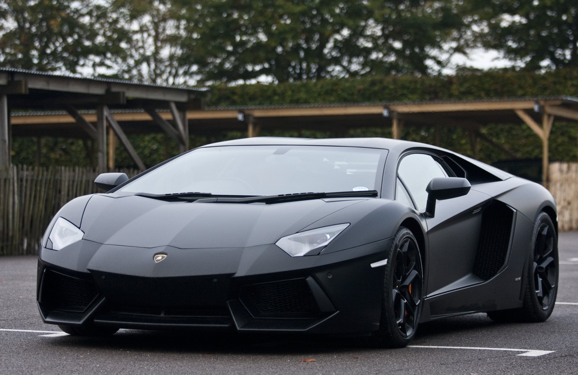 lamborghini aventador lp700-4 schwarz lamborghini aventador vorderansicht bäume