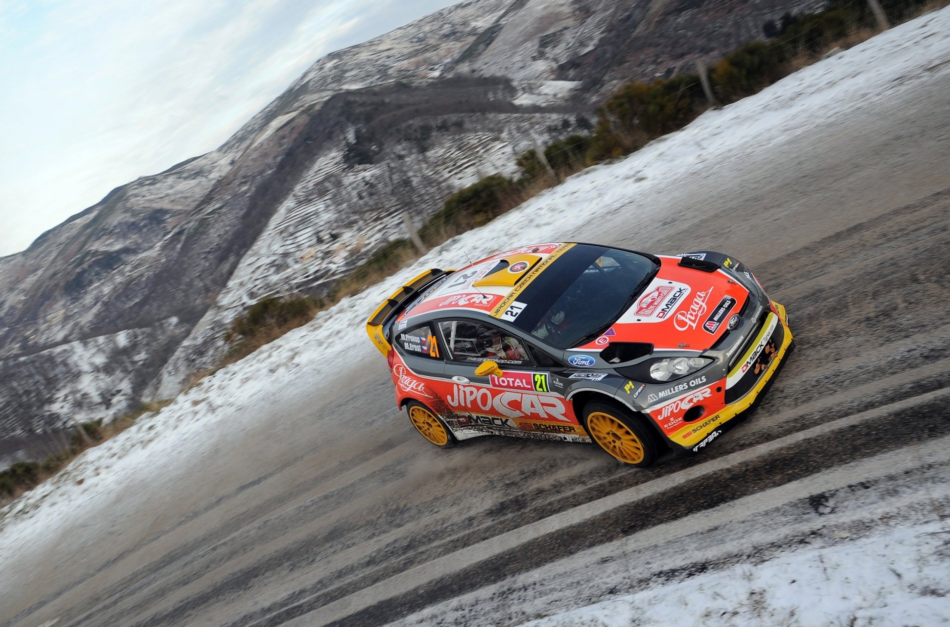 ford fiesta wrc rally monte carlo frente carretera carrera