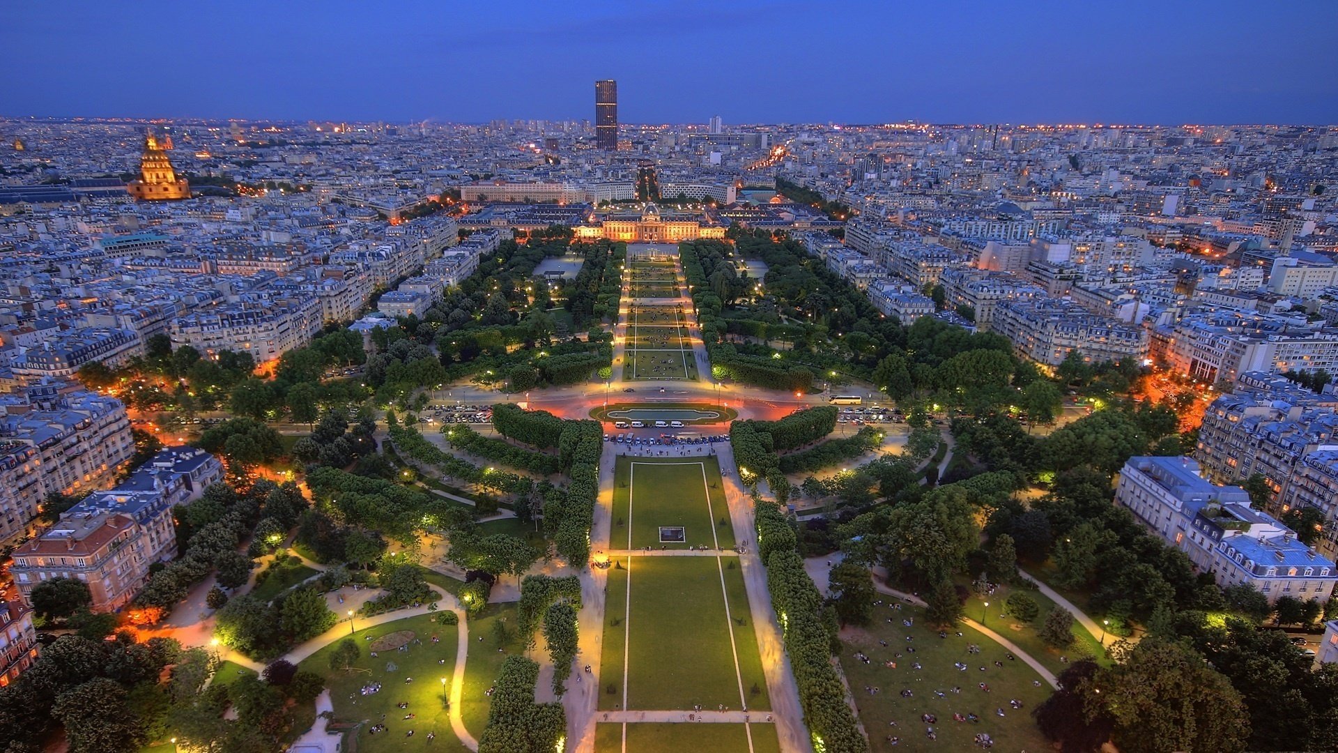 paris panorama france twilight park lights paris france