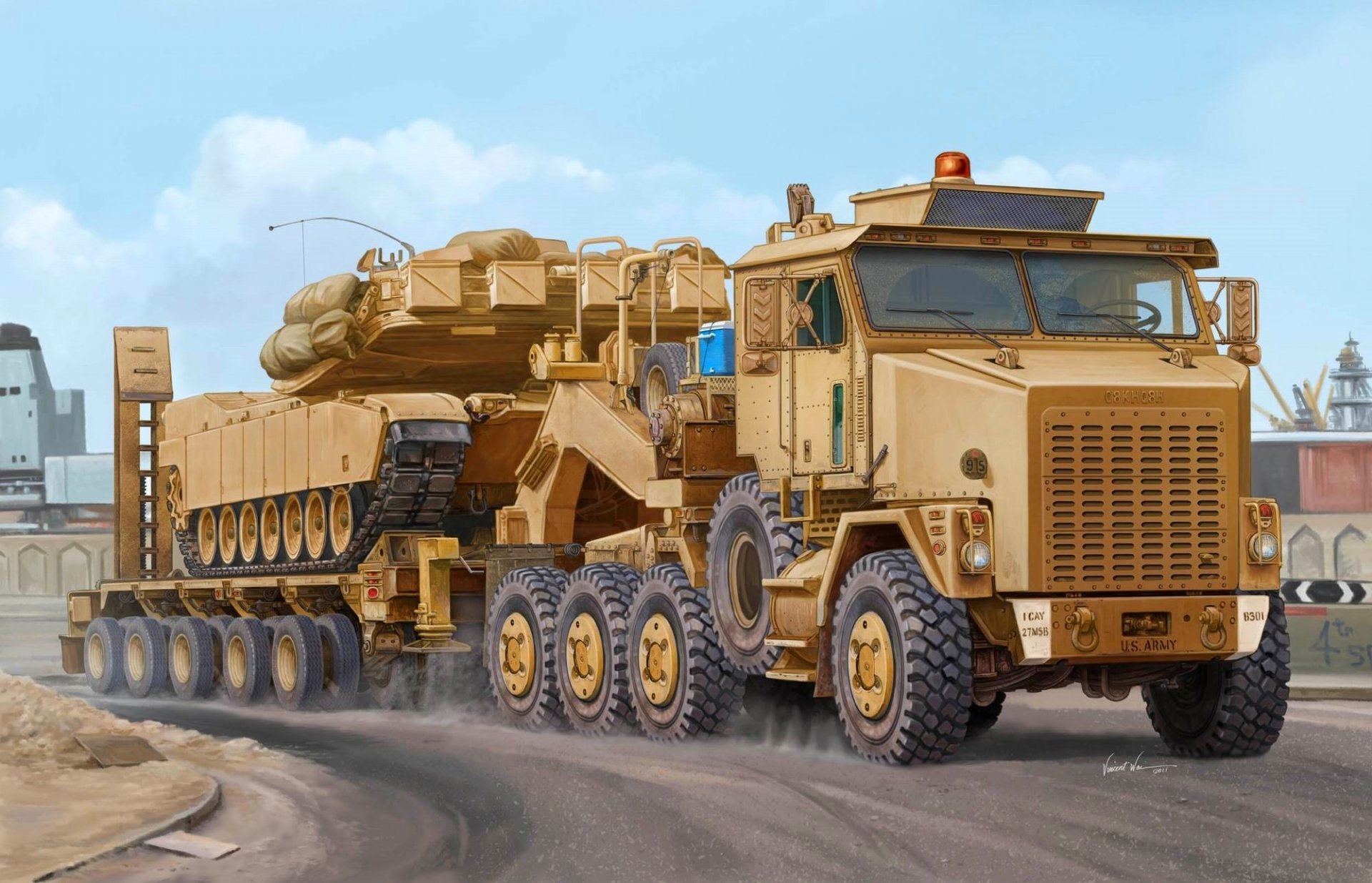 abbildung vincent wai oshkosh m1070 nein schwere fahrzeuge transport 8x8 sattelzugmaschine