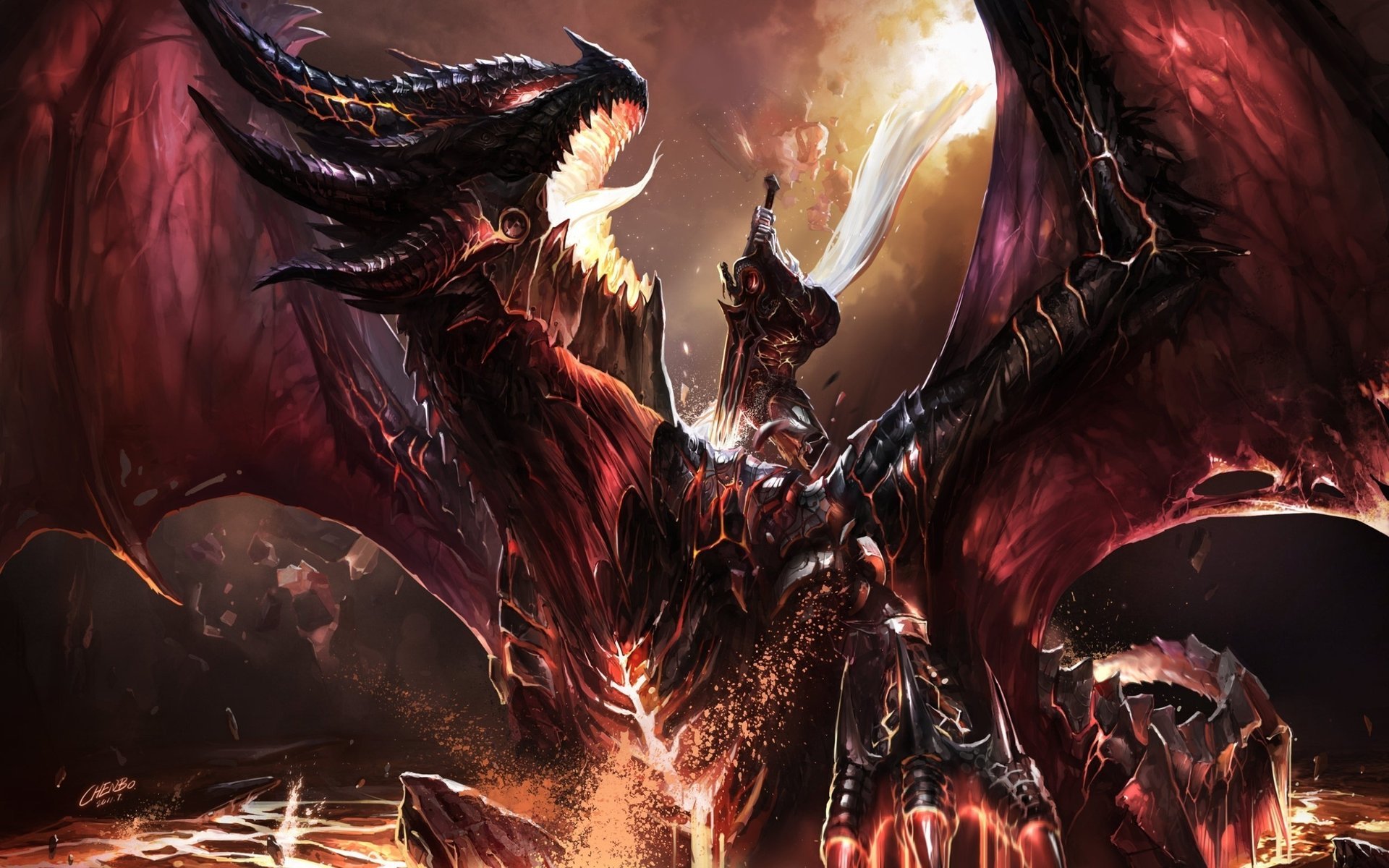 world of warcraft kill deathwing art dragon wow fanart fanart chenbo battle