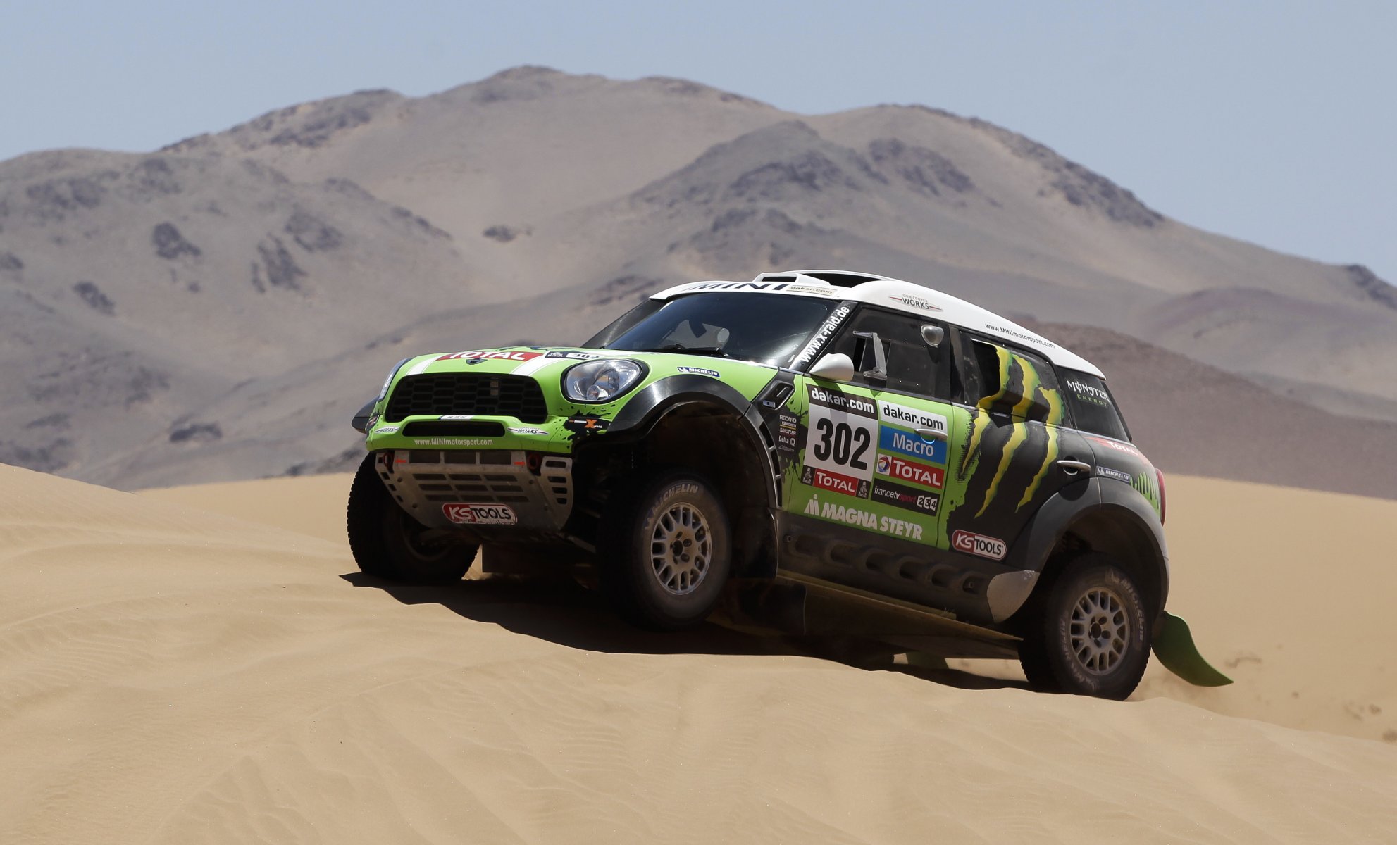 mini cooper mini mini cooper dakar rally gara verde sabbia colline anteriore