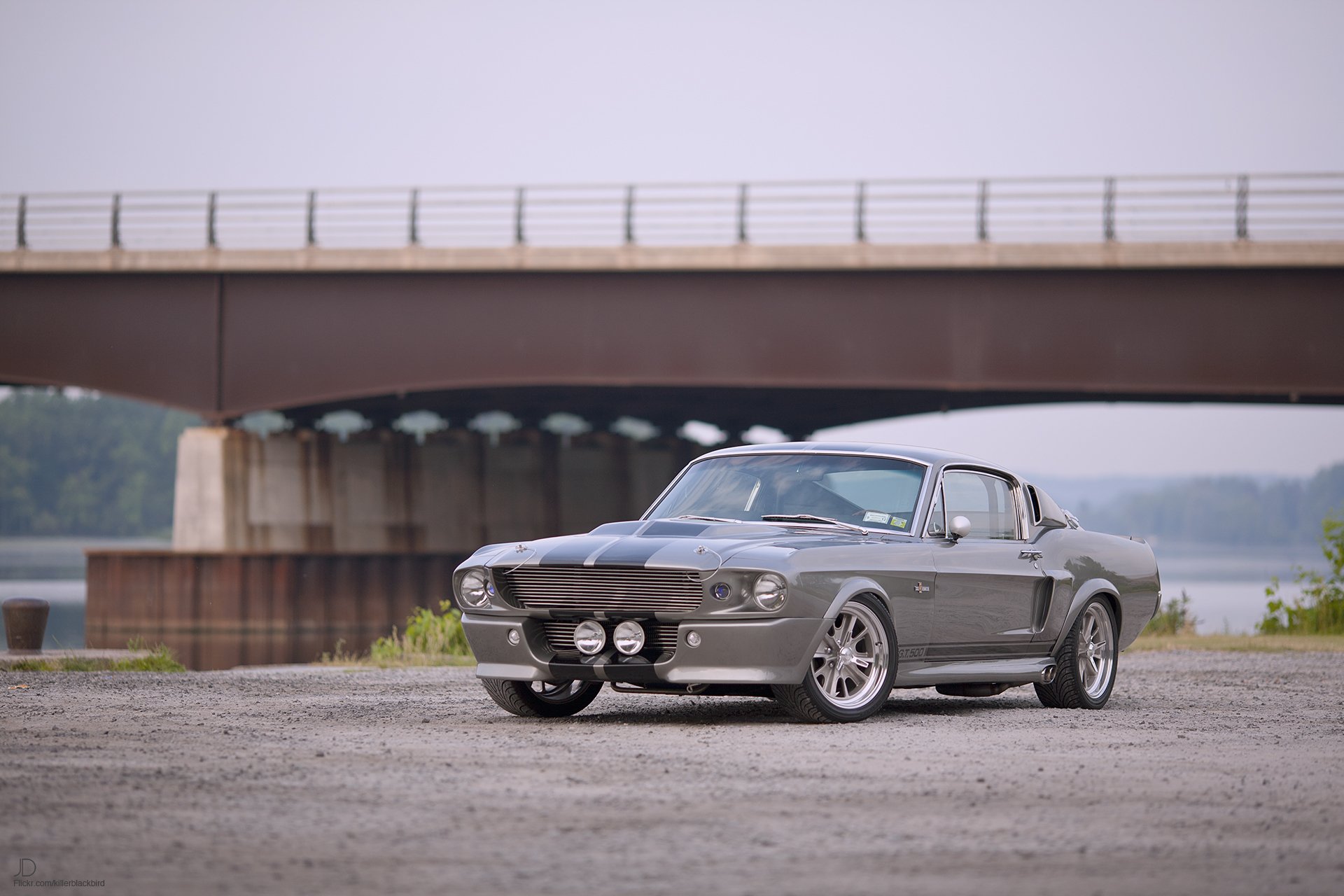 ford mustang gt500 shelby eleanor legend muscle car road bridge wallpaper