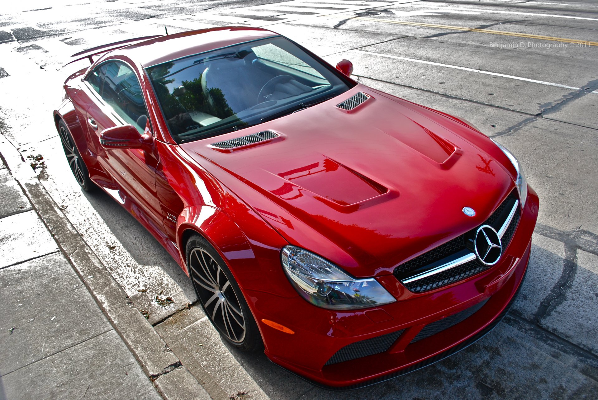 mercedes benz sl65 black series red tuning sports car