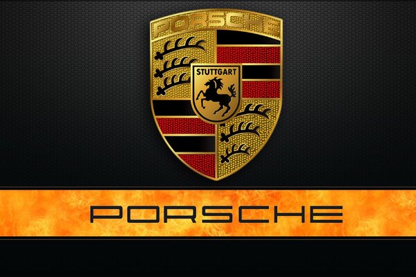 The logo of the famous Porsche brand