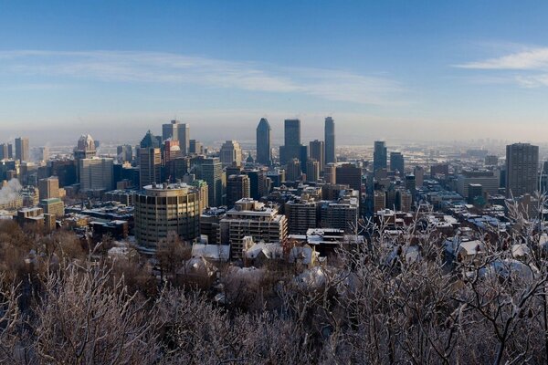 Vista a Volo d uccello di Montreal invernale