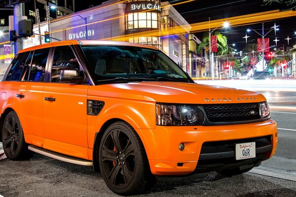 Sporty orange matte car