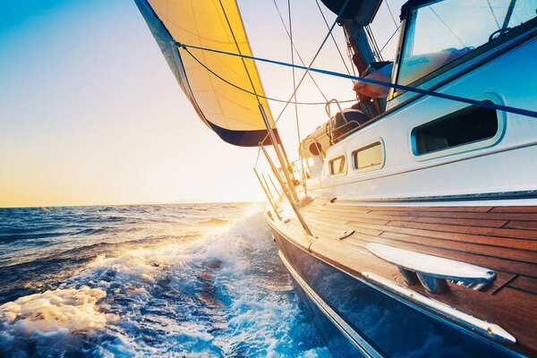 Ocean spray from tourists yacht