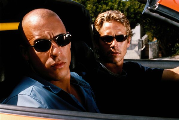 Vin Diesel et Paul Walker sur le tournage de Fast and Furious