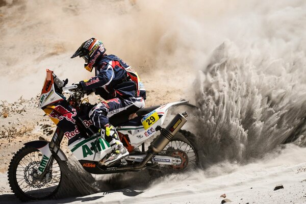 Dakar red bull motorcycle racer