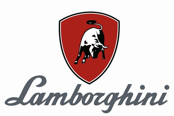 Lamborghini-Logo mit Stier auf rotem Hintergrund