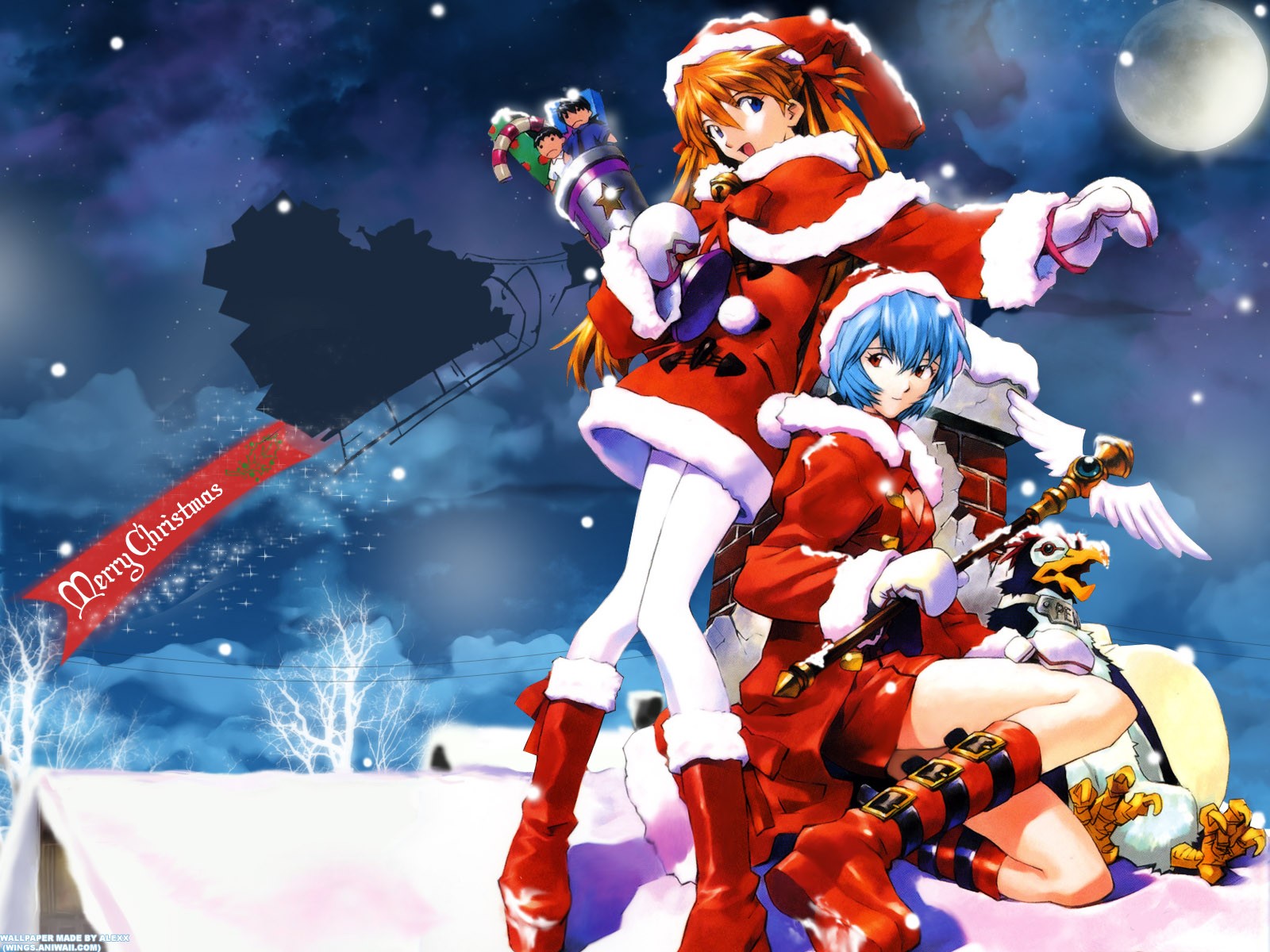 año nuevo anime nieve regalos doncellas de nieve noche