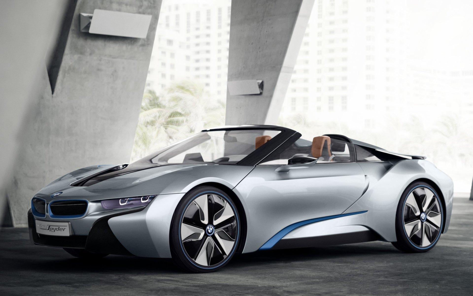 bmw i8 концепция spyder бмв ай8 концепт спайдер суперкар передок деревья дом