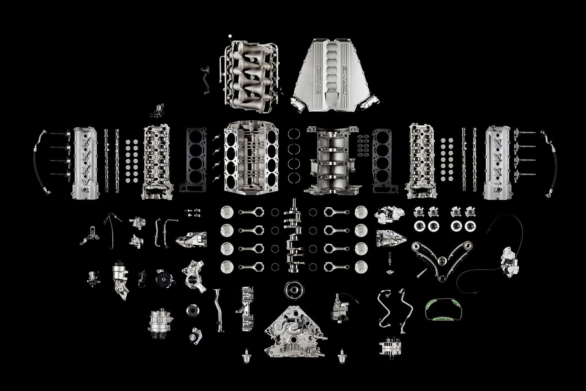 motore in bianco e nero v8 parti di ricambio