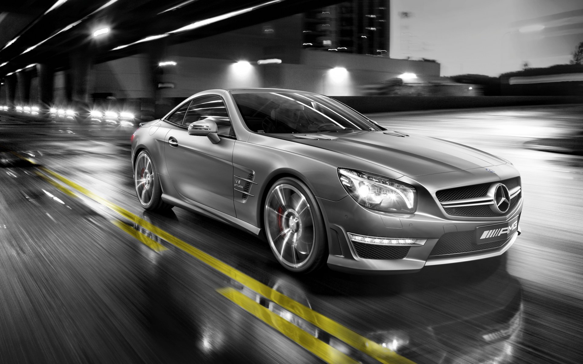 мерседес улица в движении mercedes sl 55 amg