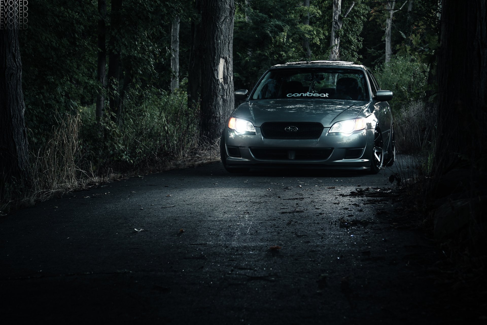 ubaru heritage subaru headlights light road forest