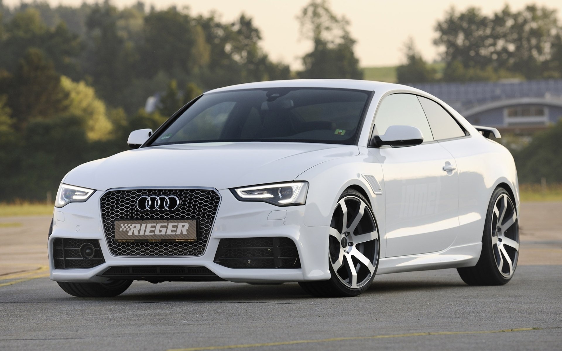 rieger audi a5 s-line coupe audi front tuning white rims background