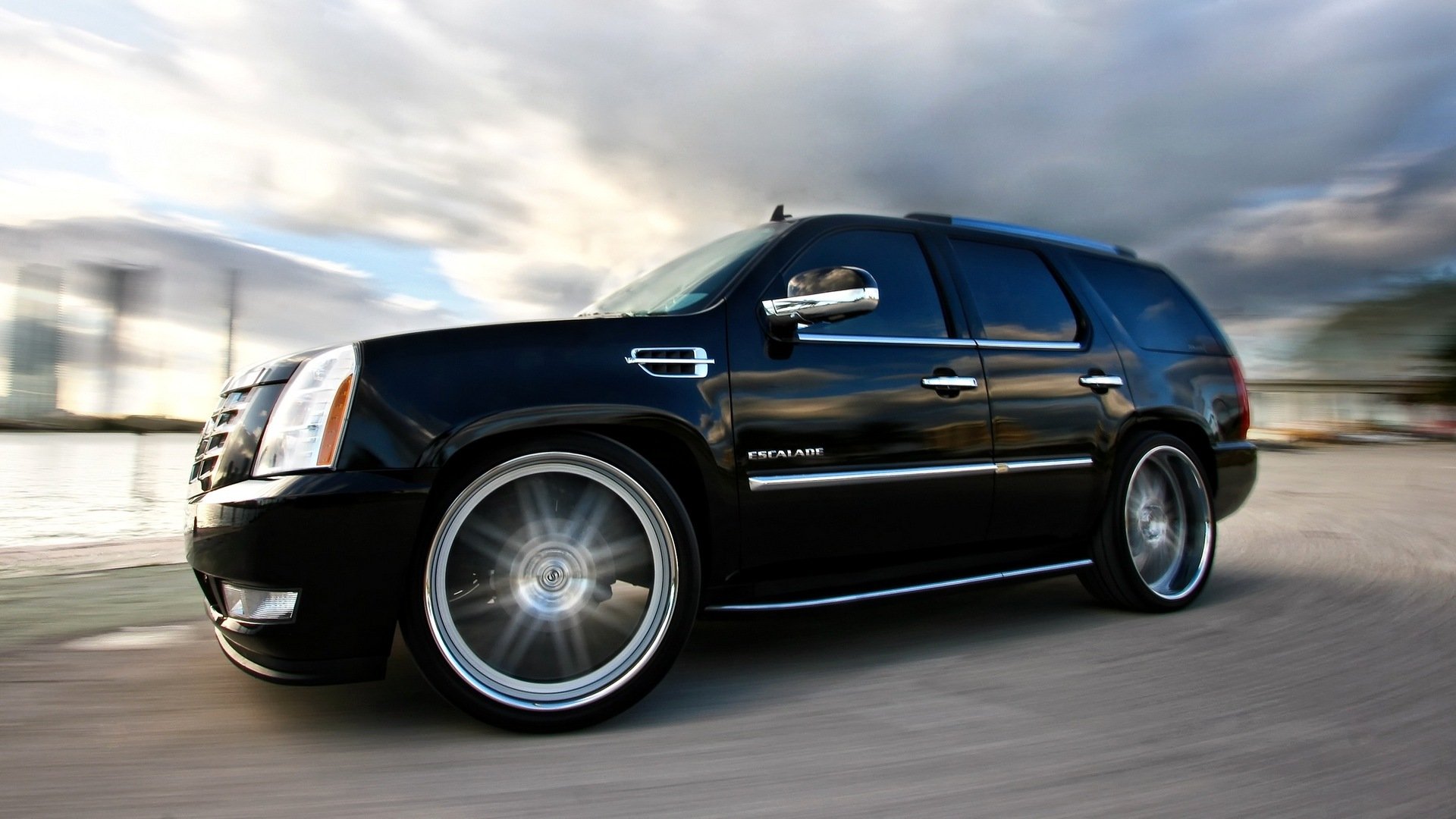 coche papel pintado negro cadillac escalade tuning velocidad ruedas papel pintado cadillac escalado giro hermoso coche