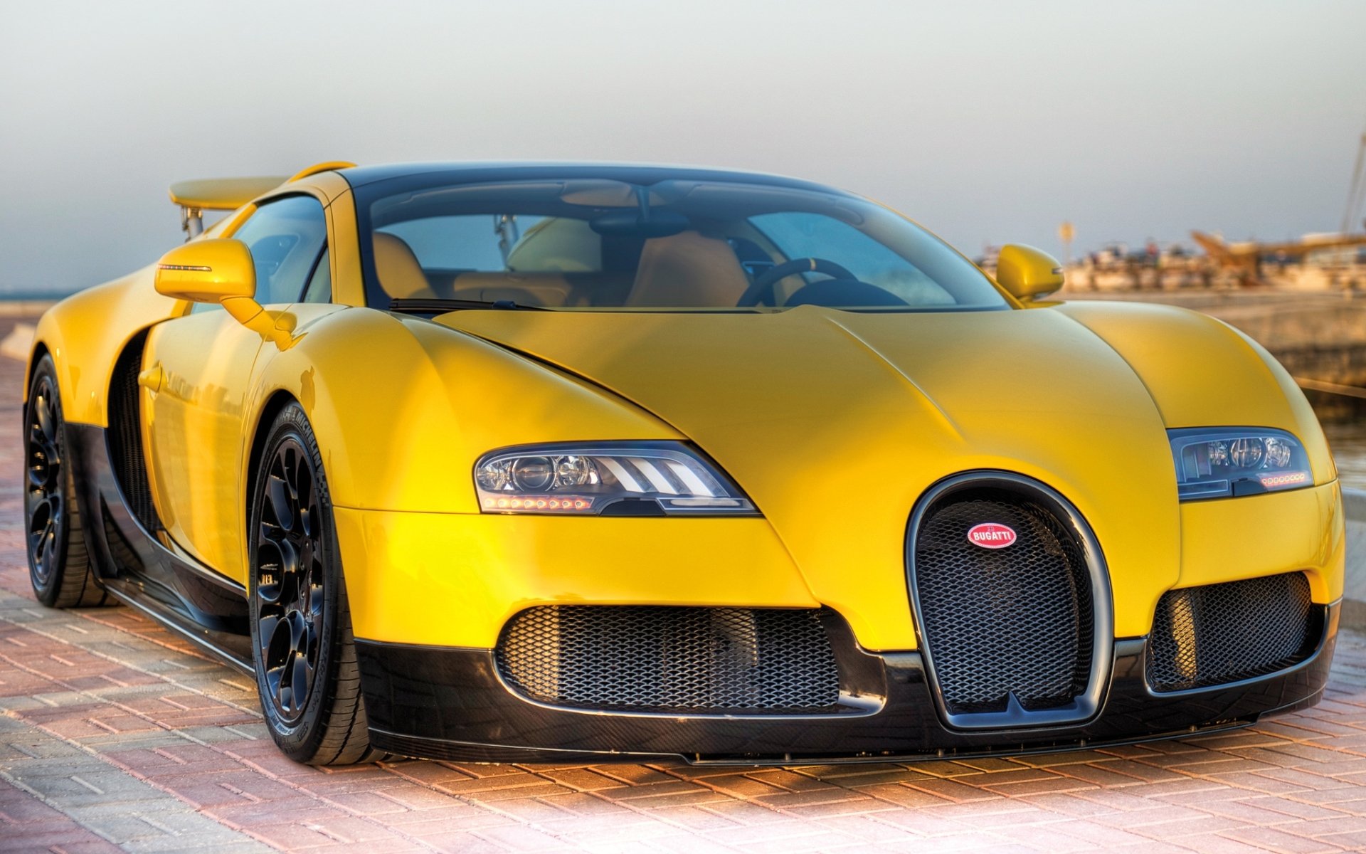 bugatti veyron grand sport roadster qatar bugatti veyron supercar special version front yellow tuning sky