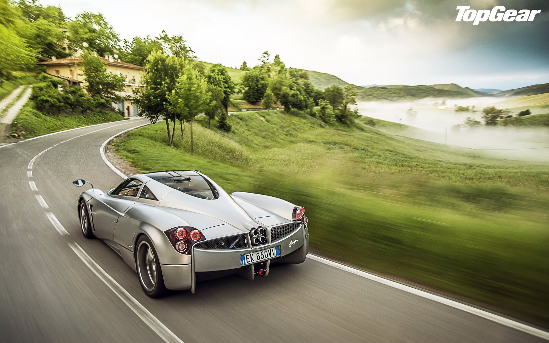 top gear top gear top gear the best TV show pagani huayra pagani huayra supercar rear view road trees house background