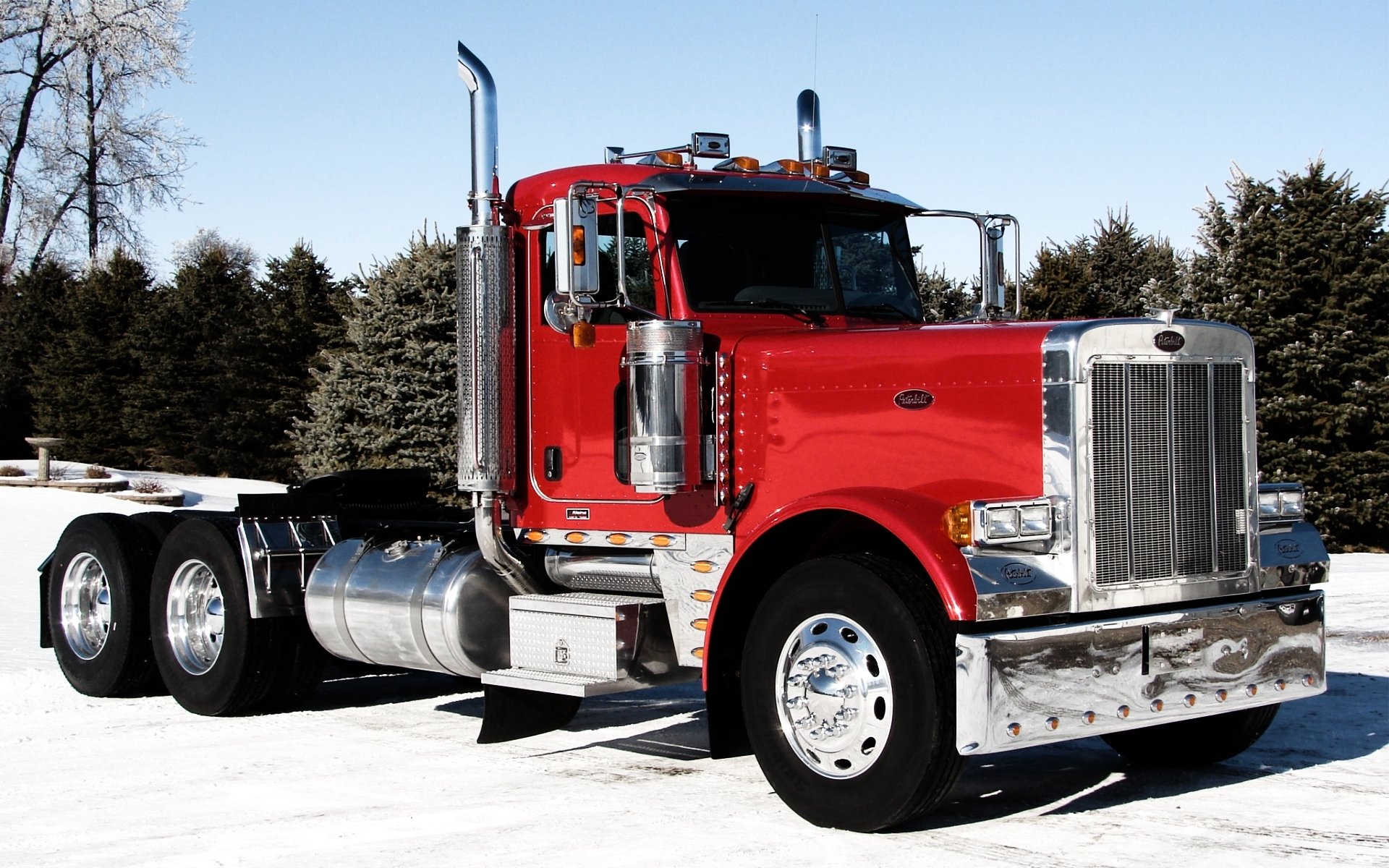 peterbilt peterbilt camión tractor camión frente cromo cielo