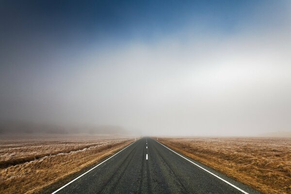 Long road in the early morning