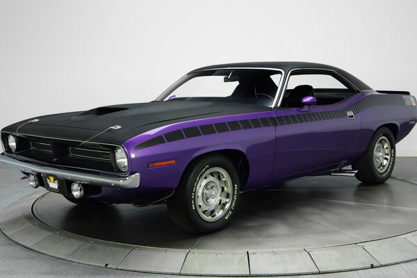 Purple retro design car with round headlights