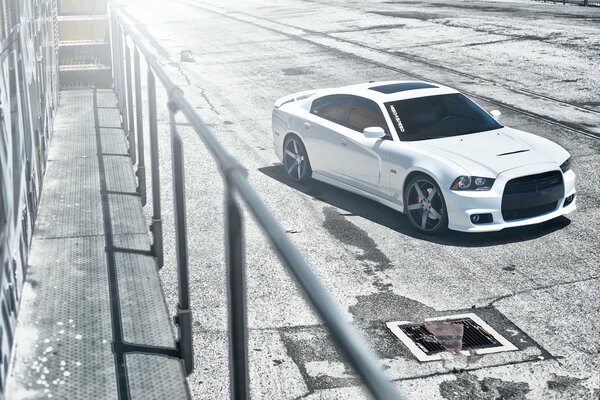 White Dodge charger with sunroof