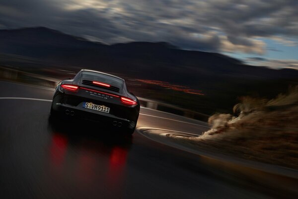 High - speed , night ride in a porsche