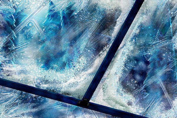 Winter textures: ice patterns on glass