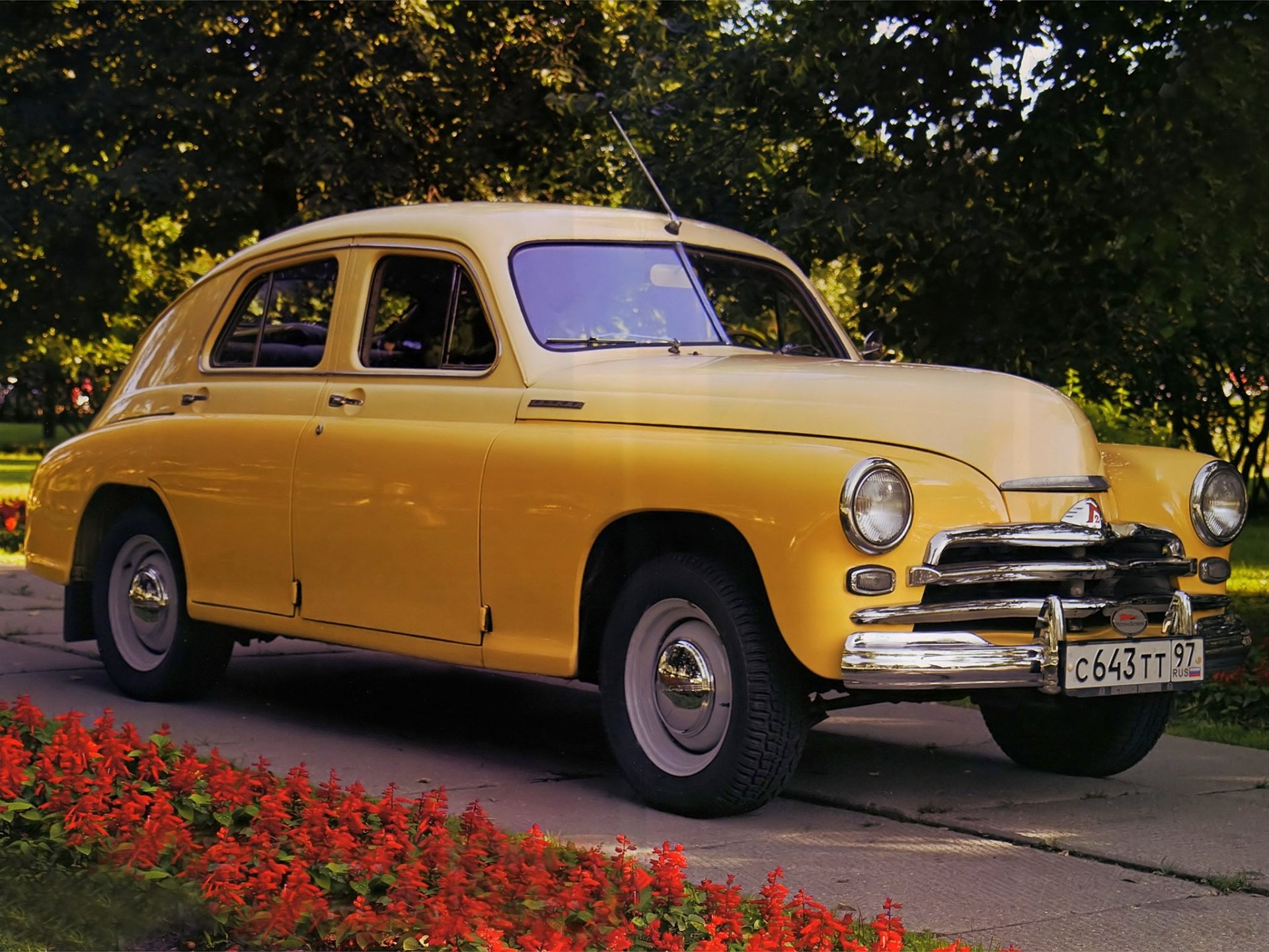 gaz m-20v victoire 1955 classique avant jety fleurs fond