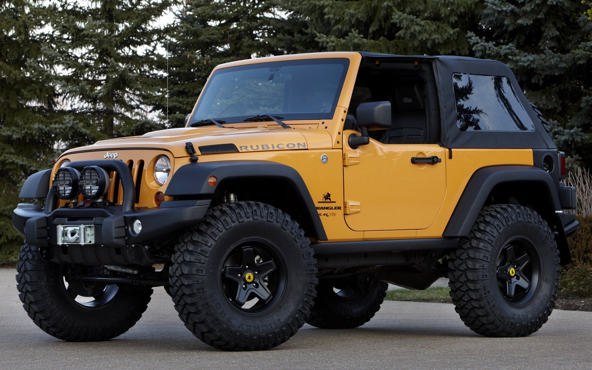 jeep wrangler traildozer concetto rengler concetto anteriore suv giallo alberi