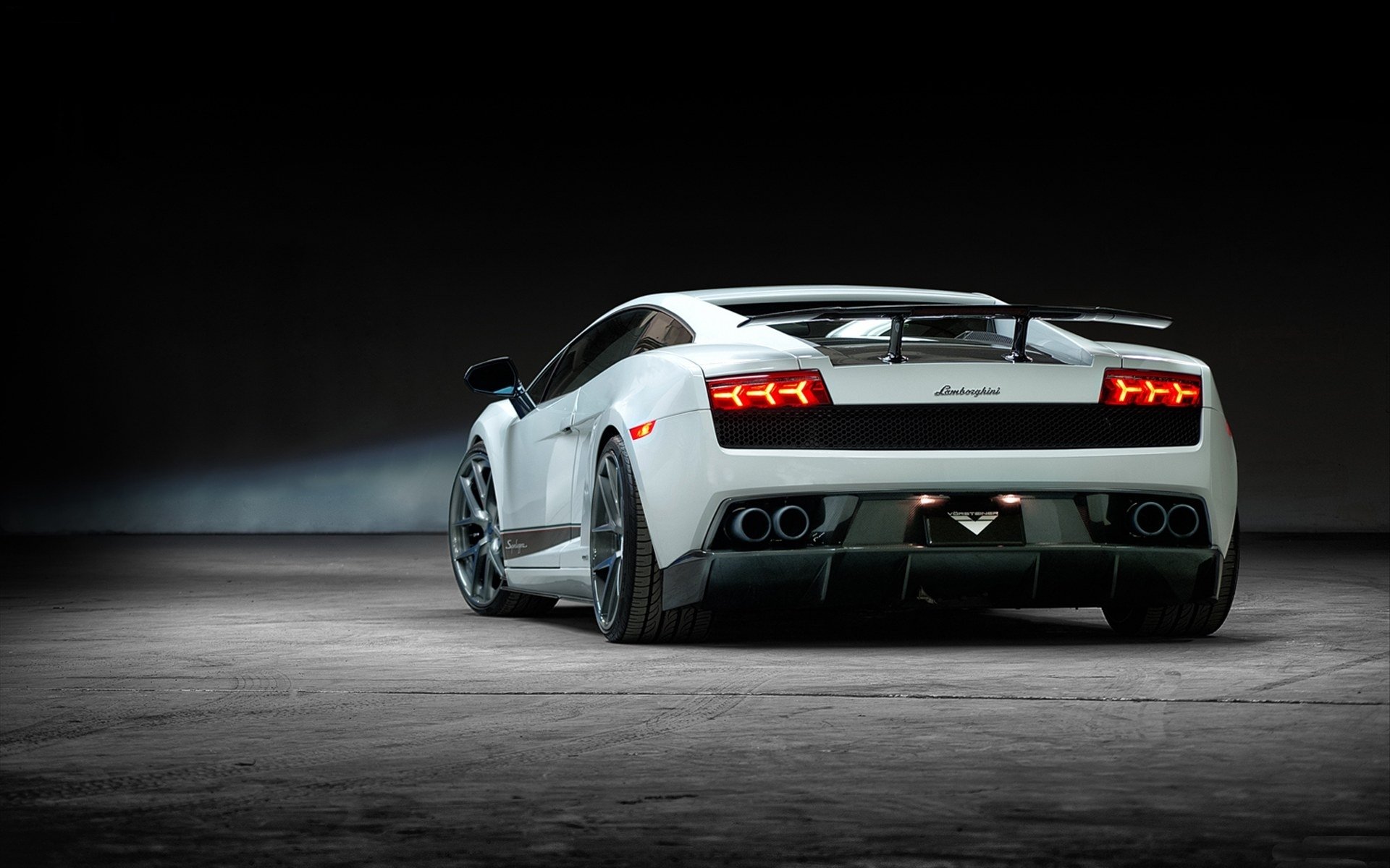 vorsteiner lamborghini gallardo lamborghini gallardo supercar vista posteriore messa a punto bianco crepuscolo sfondo