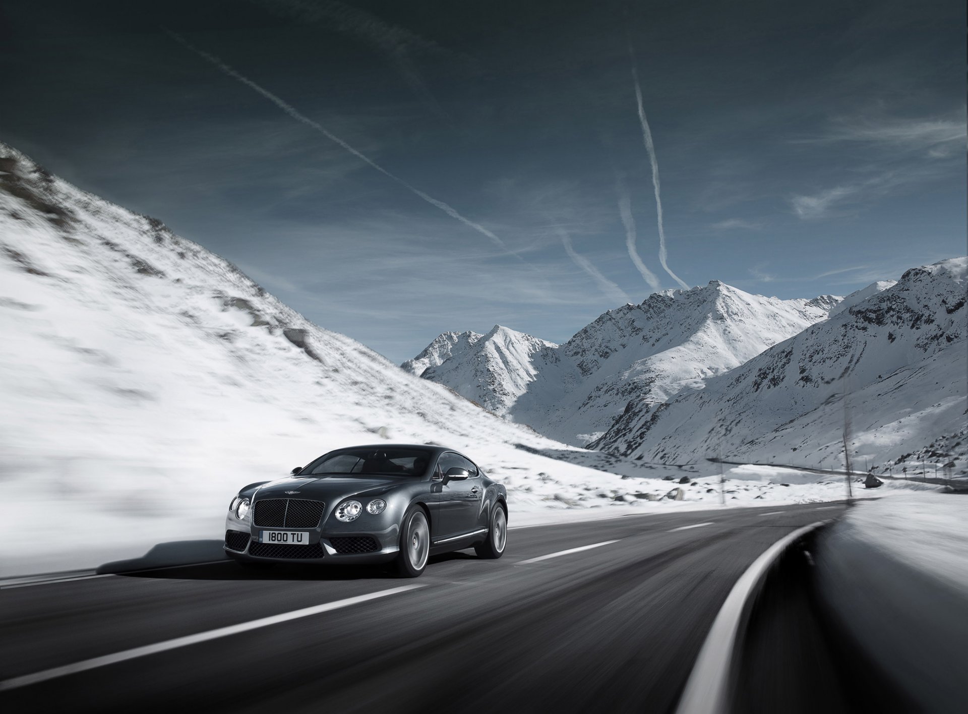 2012 bentley continental gt v8 auto straße geschwindigkeit natur berge schnee himmel wolken auto 2711x2000