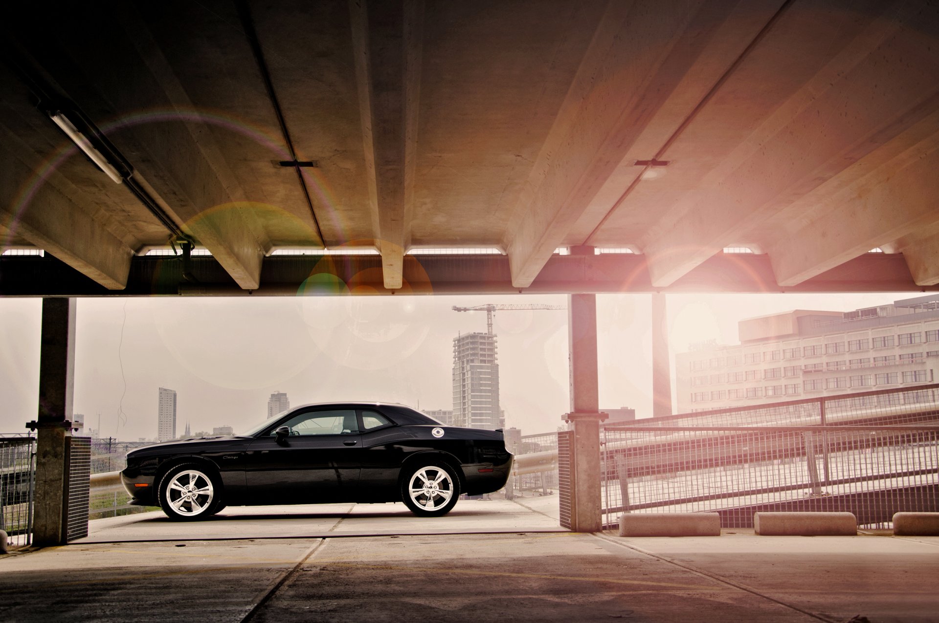 dodge challenger srt8 dodge challenger srt8 city construction site glare