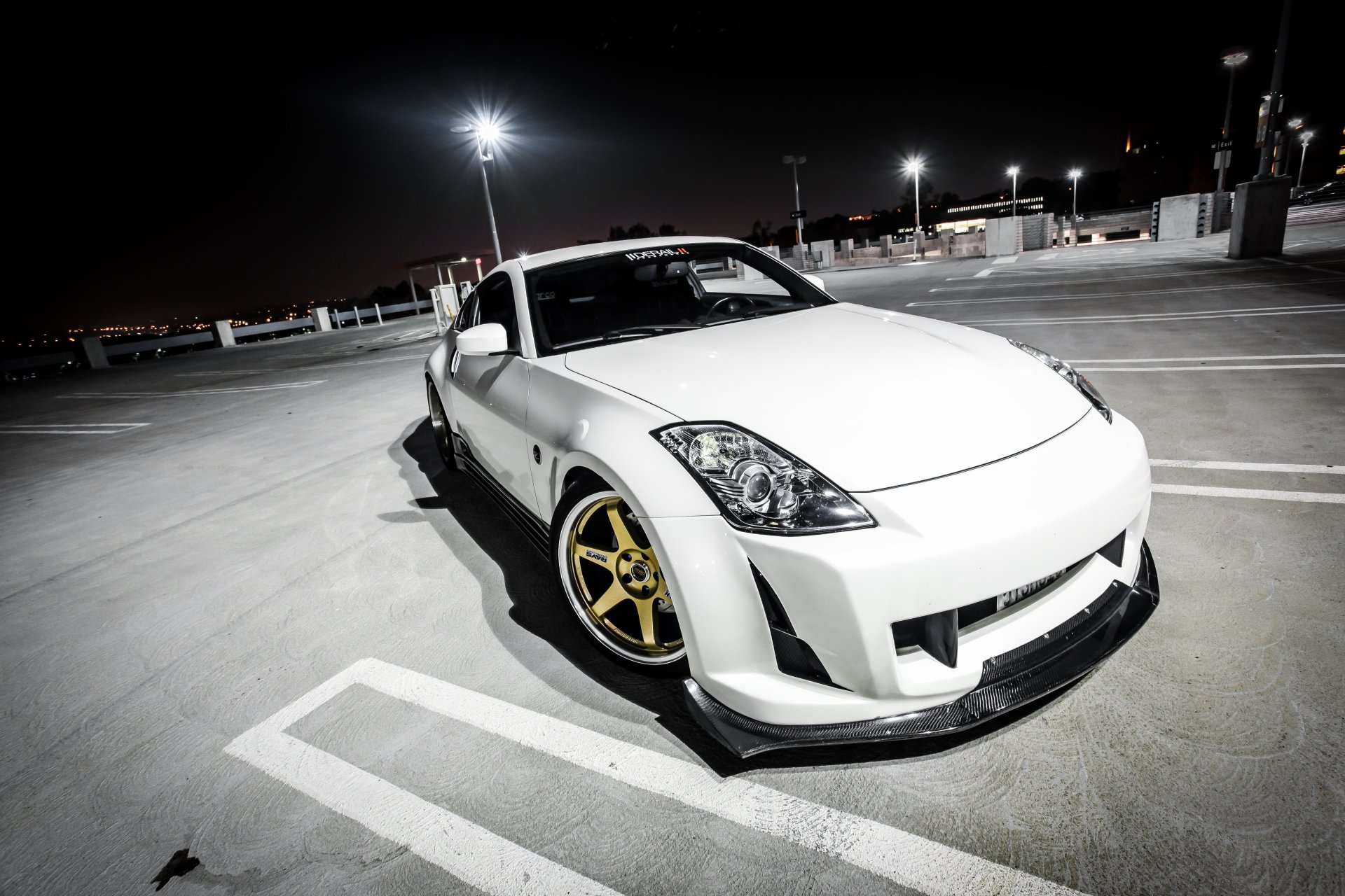 nissan 350z белый ниссан тюнинг парковка ночь