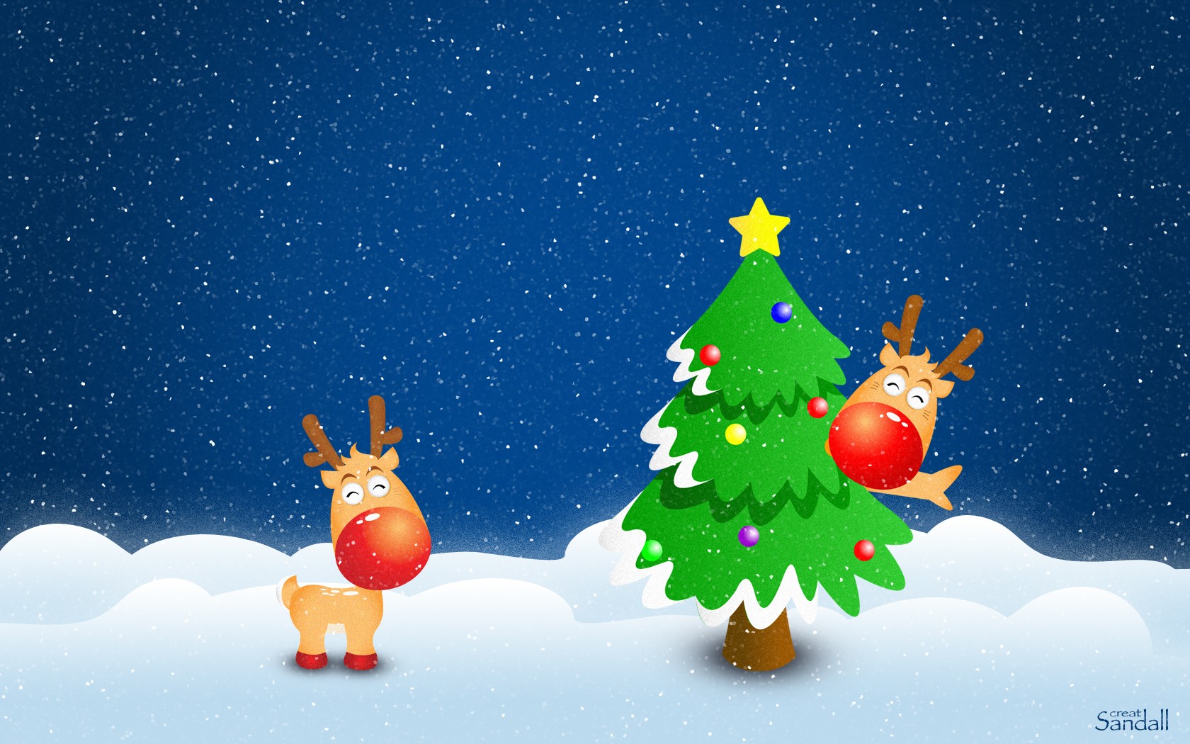 reindeer christmas tree snow winter new year