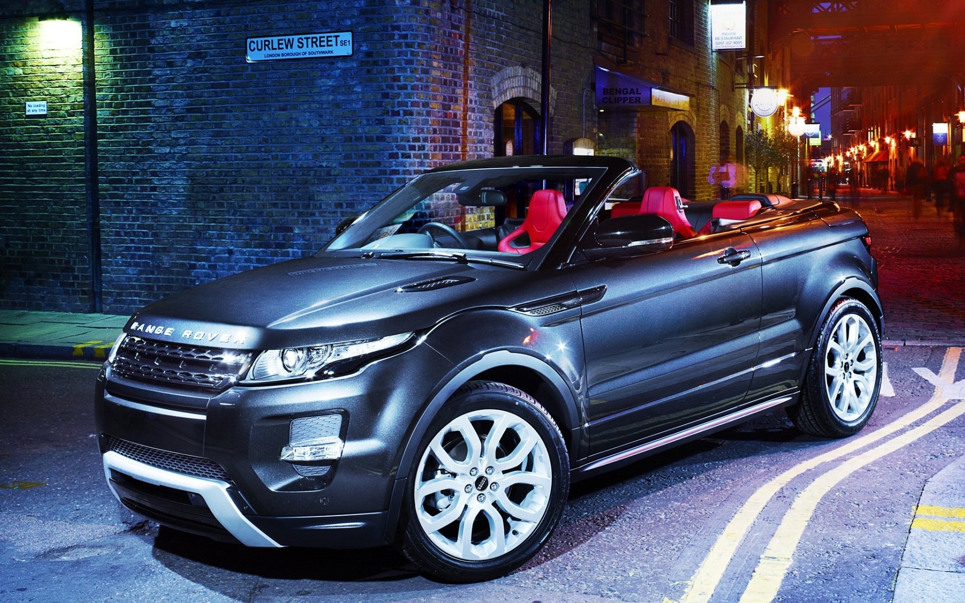 land rover range rover evoque кабриолет концепция лэнд ровер ренж ровер эвок концепт кроссовер джип серый.передок ночь улифа фонарь