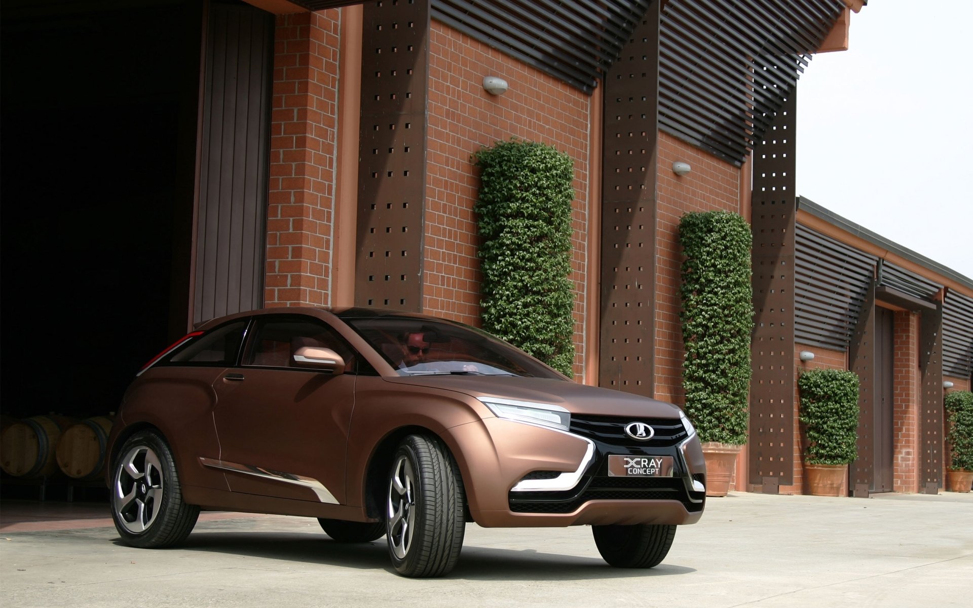 lada x-ray concept concept crossover brown front garage bushe