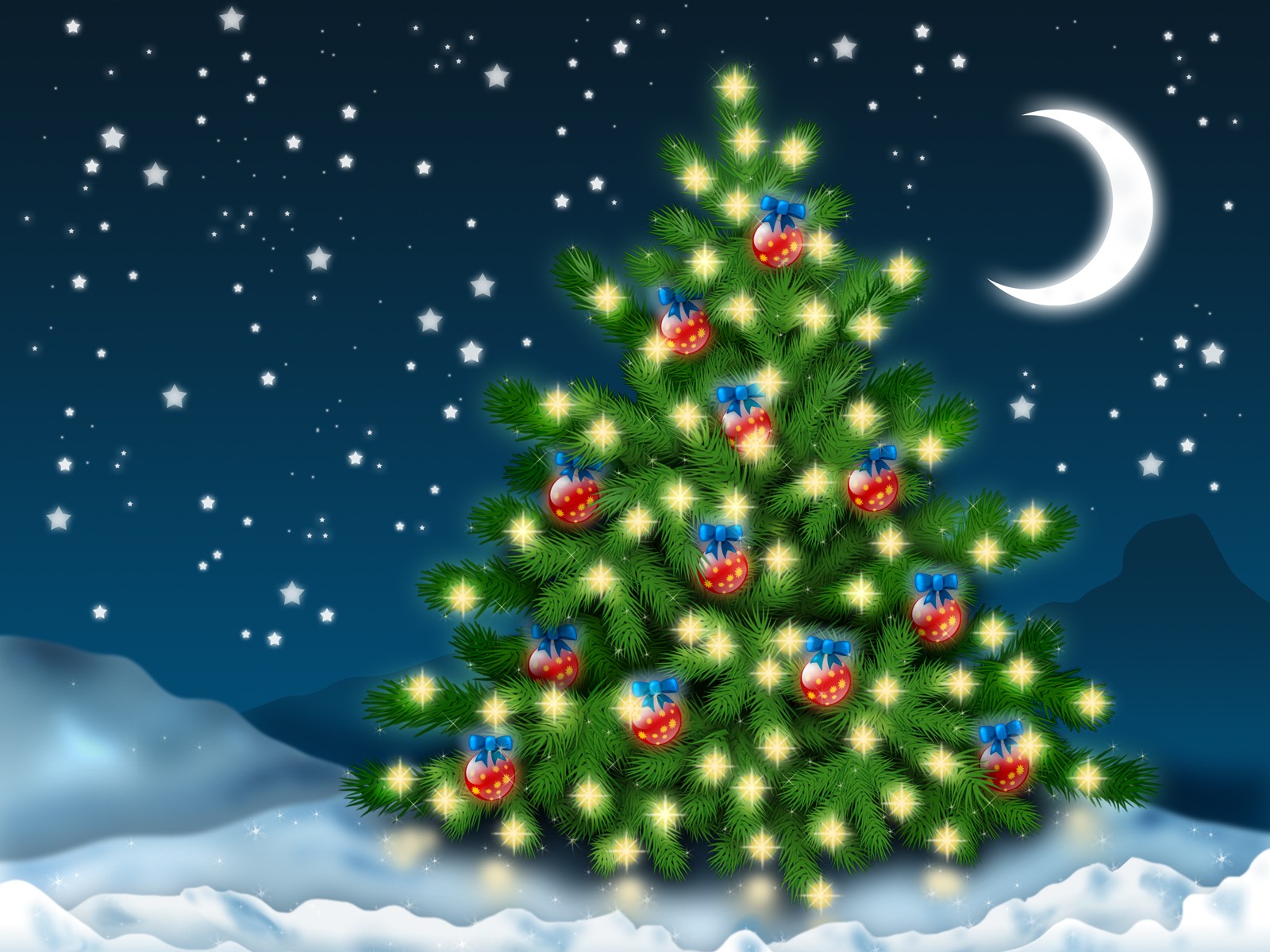 holiday winter night christmas tree toys mood