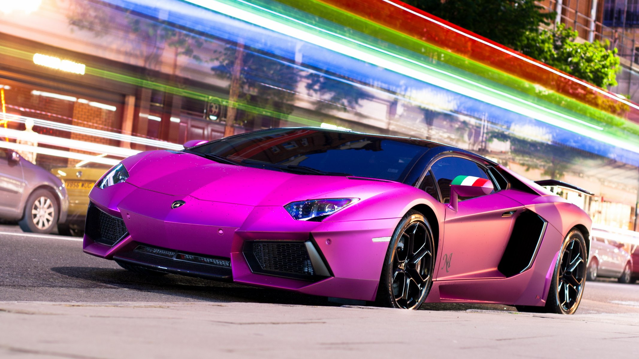 lamborghini aventador lp700-4 lamborghini lamborghini aventador ciudad noche camino luz exposición